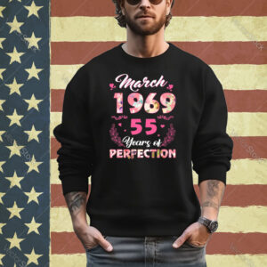 55 Year Old March 1969 Floral 55th Birthday Gifts Women Long Sleeve Shirt