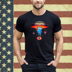 Boston Band Tshirt Poster Shirt Spaceship Rock Band T Shirts for Men Black SHIFT
