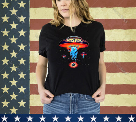 Boston Band Tshirt Poster Shirt Spaceship Rock Band T Shirts for Men Black SHIFT