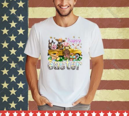 Happy Easter Day Vintage Truck With Farm Animals Gifts Shirt