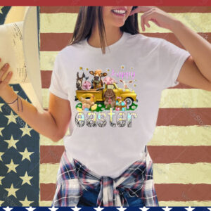 Happy Easter Day Vintage Truck With Farm Animals Gifts Shirt