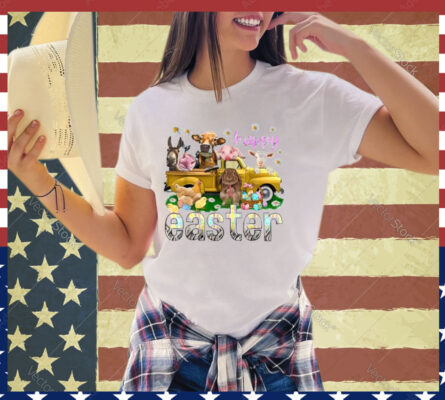 Happy Easter Day Vintage Truck With Farm Animals Gifts Shirt