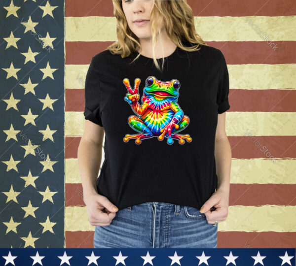 Tie-Dye Frog Peace Sign Hippie Shirt
