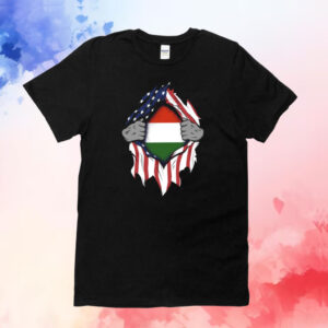 Official Hungarian American Flags Hands Ripping Flag on Chest TShirts