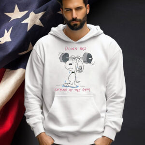 Official Snoopy down bad crying at the gym T-shirt
