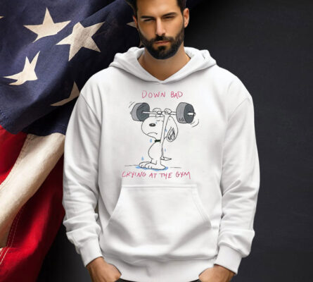 Official Snoopy down bad crying at the gym T-shirt