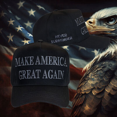 Never Surrender Black MAGA Baseball Cap