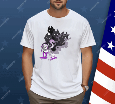 Official Skull Evocaitart Asexual Pride Cat Painting Shirt