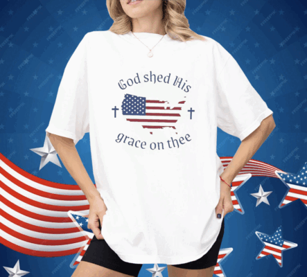 Women’s God shed His grace on thee Flag Print Shirt