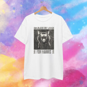 Childless Cat Ladies for Kamala Harris T-Shirt Feminist Womens Black Cat