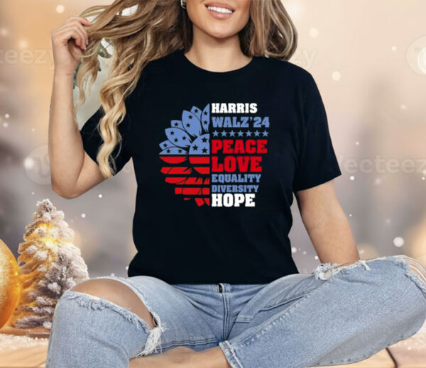 Harris Walz 2024 Peace Love Equality Diversity Hope LGBT Shirt