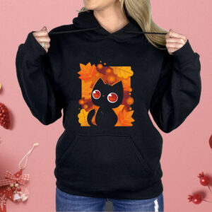 Autumn leaves and a black cat autumn lights Shirt