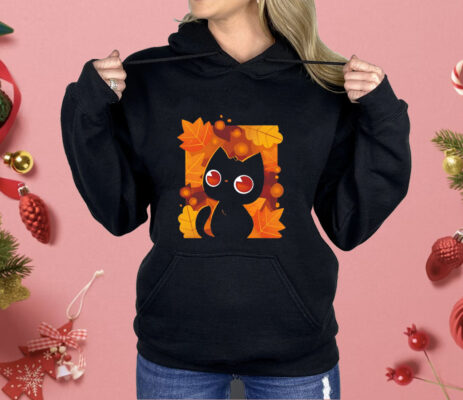 Autumn leaves and a black cat autumn lights Shirt