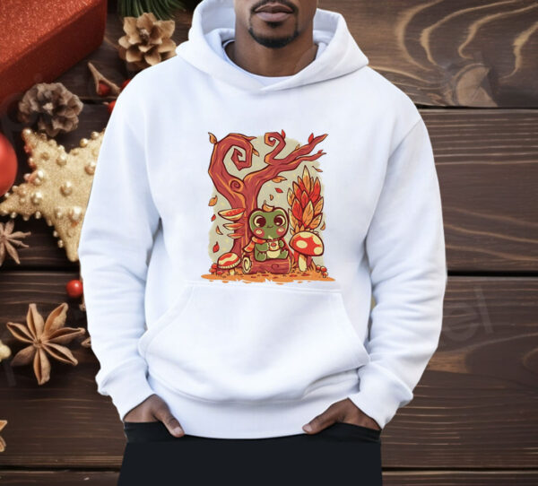 Cute frog enjoying the fall leaves cozy autumn days Shirt