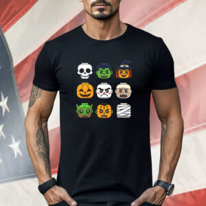 Halloween Building Brick Head Pumpkin Ghost Zombie Boys Shirt