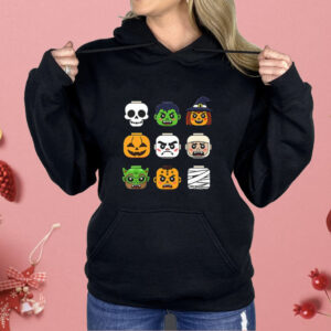 Halloween Building Brick Head Pumpkin Ghost Zombie Boys Shirt