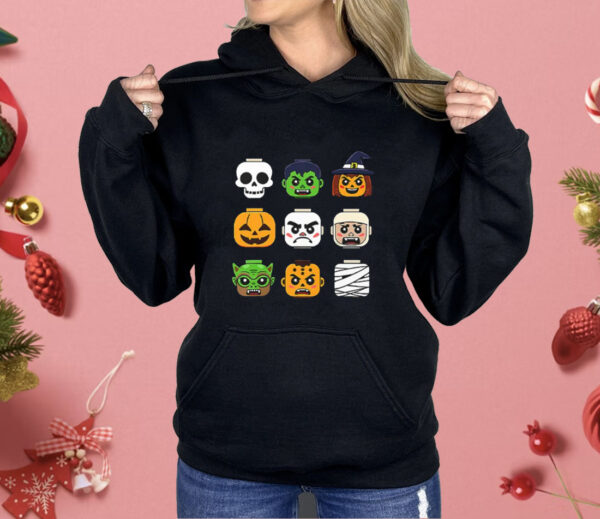 Halloween Building Brick Head Pumpkin Ghost Zombie Boys Shirt