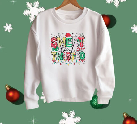 Sweet but twisted Santa hat doodle dots Christmas Shirt