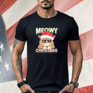 Meowy Christmas Santa hat Shirt