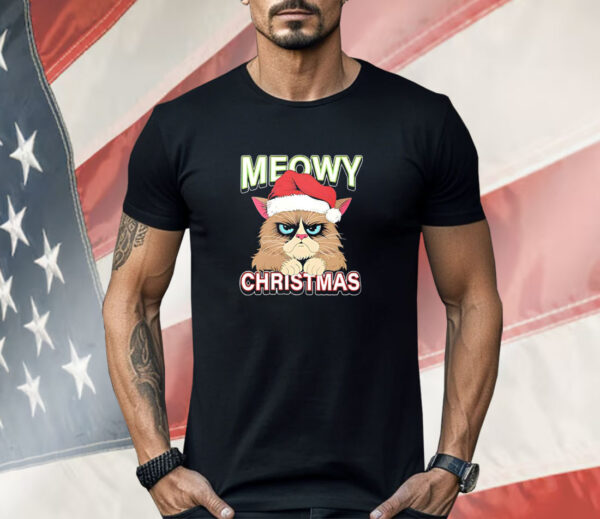 Meowy Christmas Santa hat Shirt