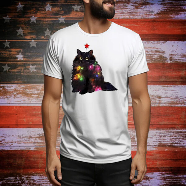 Christmas lights cat Tee Shirt