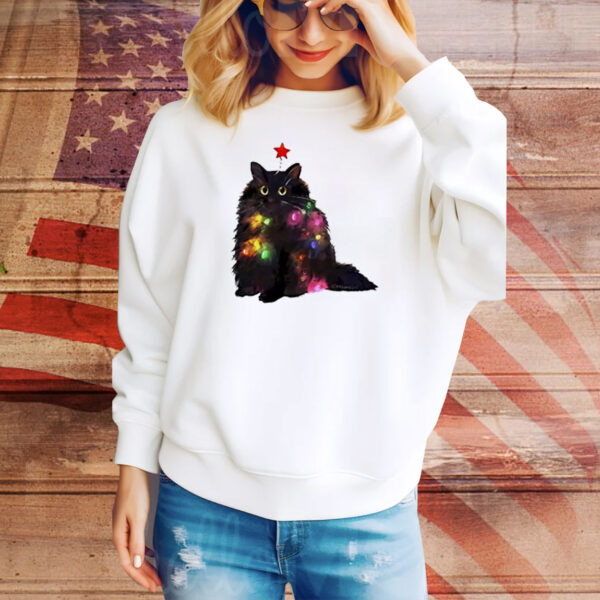 Christmas lights cat Tee Shirt