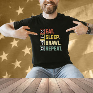 Eat Sleep Brawl Repeat Stars Video Gamer Gaming Shirt