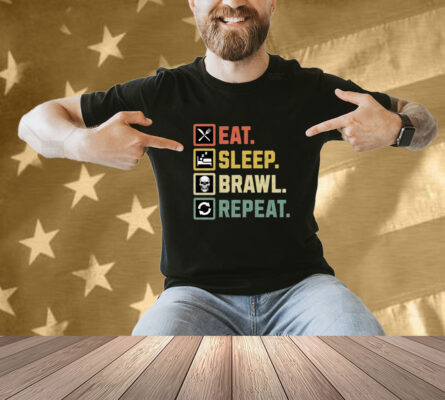 Eat Sleep Brawl Repeat Stars Video Gamer Gaming Shirt