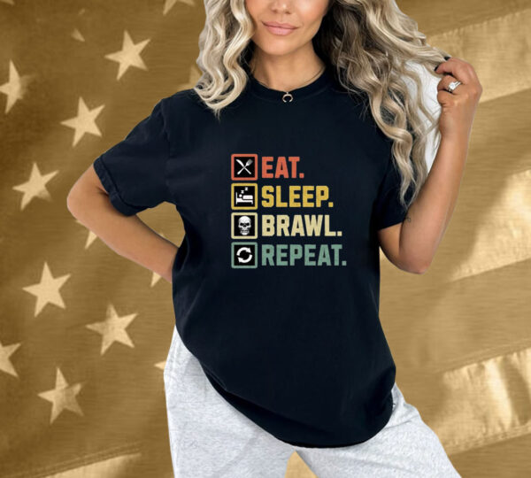 Eat Sleep Brawl Repeat Stars Video Gamer Gaming Shirt