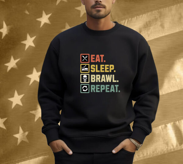 Eat Sleep Brawl Repeat Stars Video Gamer Gaming Shirt