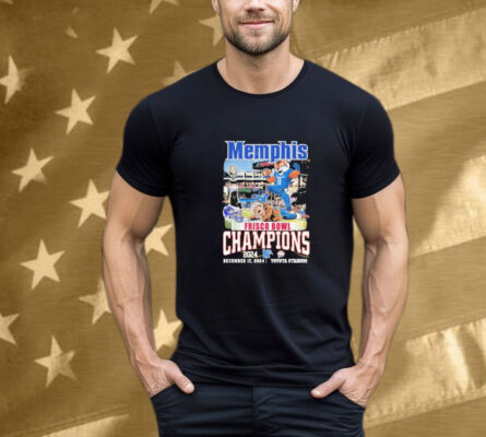 Memphis Tigers West Virginia Frisco Bowl Champions 2024 Toyota Stadium Mascot T-Shirt