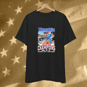 Memphis Tigers West Virginia Frisco Bowl Champions 2024 Toyota Stadium Mascot T-Shirt