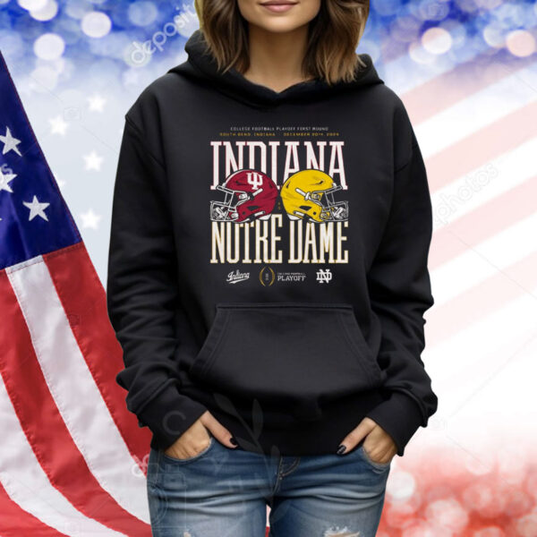 Official Indiana Hoosiers At Notre Dame Fighting Irish 2024-25 College Football Playoff First Round South Bend Indiana Dec 20th 2024 Helmet Shirt