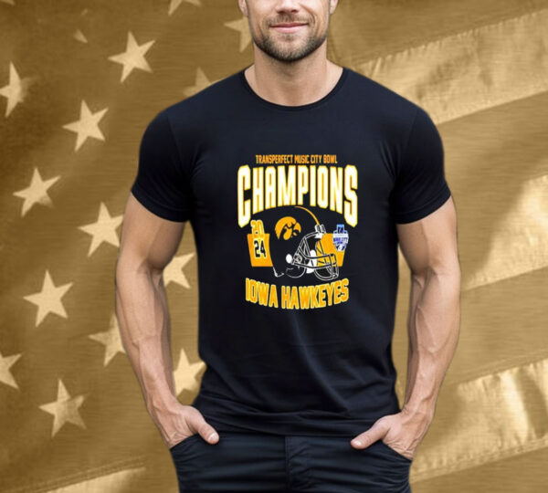 Transperfect Music City Bowl 2024 Champions Iowa Hawkeyes Helmet Logo NCAAF Bowl Games 2024-2025 T-Shirt