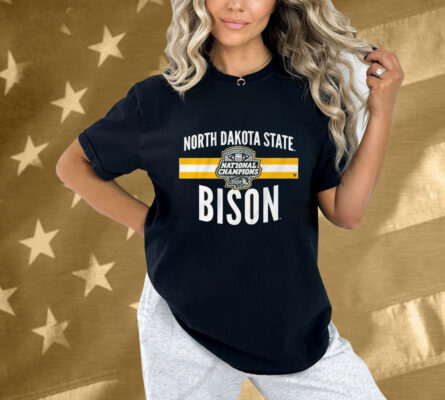 Official North Dakota State Bison NDSU Football 2024 FCS National Champs Logo Stripe T-Shirt