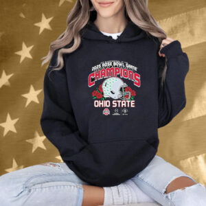 Ohio State Buckeyes College Football Playoff Quarterfinal At The 2025 Rose Bowl Champions Helmet T-Shirt