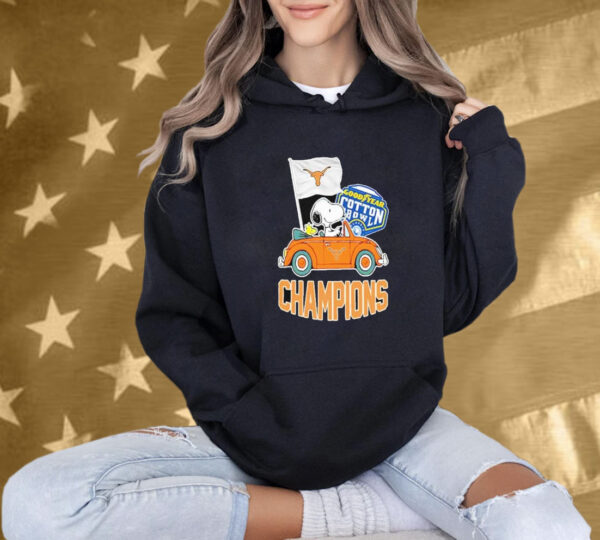 Snoopy And Woodstock Driving Car Texas Longhorns Goodyear Cotton Bowl Classic Champions College Football Playoff NCAA Season 2024-2025 T-Shirt