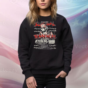 Suicidal Tendencies Live Tour 2025 For USA Tour Grunge Punk Style Skeleton ST Cap With Barbed Wire Background Tee Shirt