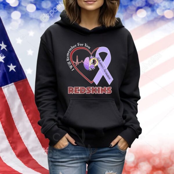 Washington Commanders I Will Remember For You Alzheimer’s Awareness Heartbeat Brain Shirt