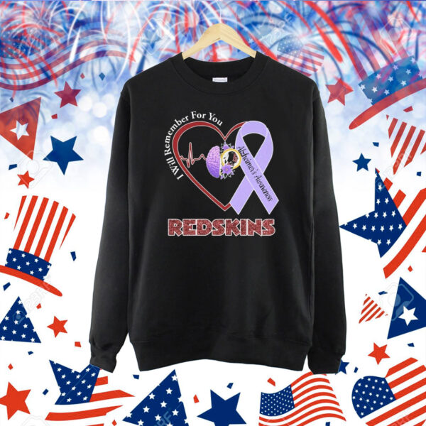Washington Commanders I Will Remember For You Alzheimer’s Awareness Heartbeat Brain Shirt
