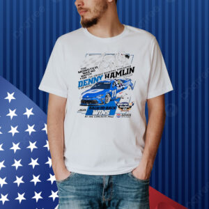 Official Denny Hamlin Checkered Flag Sports 2025 Autotrader EchoPark Automotive 400 Race Win At The Concrete Mile Shirt