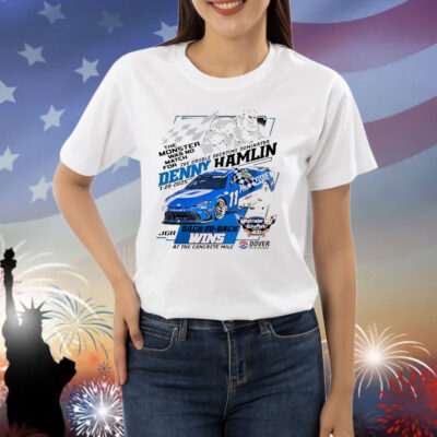 Official Denny Hamlin Checkered Flag Sports 2025 Autotrader EchoPark Automotive 400 Race Win At The Concrete Mile Shirt