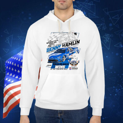 Official Denny Hamlin Checkered Flag Sports 2025 Autotrader EchoPark Automotive 400 Race Win At The Concrete Mile Shirt