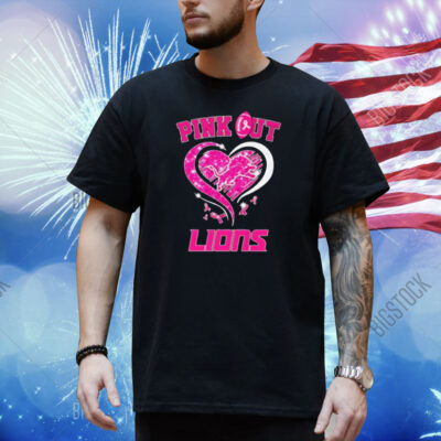 Pink out Detroit Lions Breast Cancer diamond heart Shirt