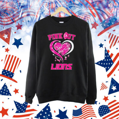 Pink out Detroit Lions Breast Cancer diamond heart Shirt