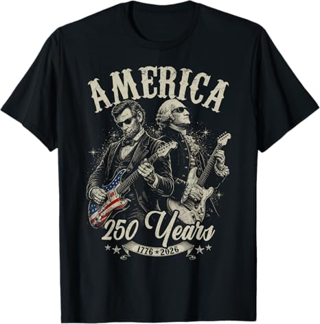 George Washington Lincoln Playing Guitar Tees T-Shirts